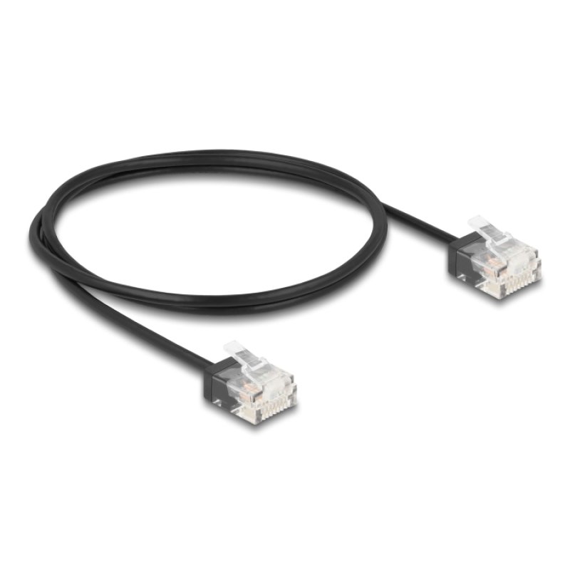 Delock RJ45 Netzwerkkabel Cat.6 UTP Ultra Slim 1 m schwarz mit kurzen Steckern