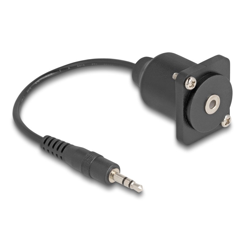 Delock D-Typ Kabel 3,5 mm 3 Pin Klinkenstecker zu Buchse schwarz 20 cm