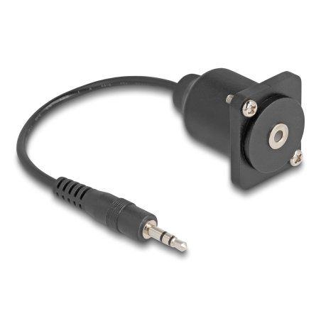 Delock D-Typ Kabel 3,5 mm 3 Pin Klinkenstecker zu Buchse schwarz 20 cm