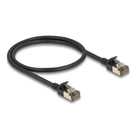 DeLOCK Câble de réseau RJ45 Cat.8.1 F/FTP Slim Pro, 0,5 m, noir
