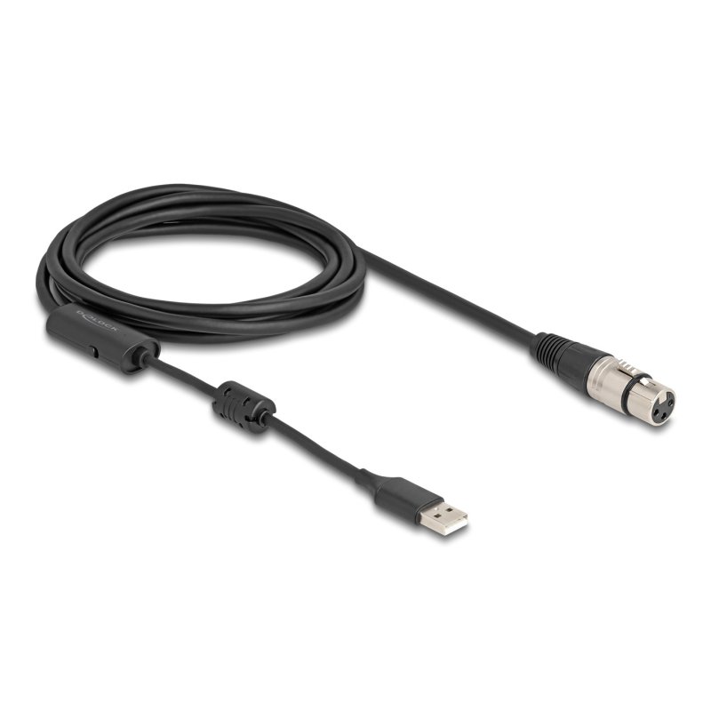 Delock High-Res Audio Konverterkabel XLR 3 Pin zu USB Type-A analog zu digital 3 m