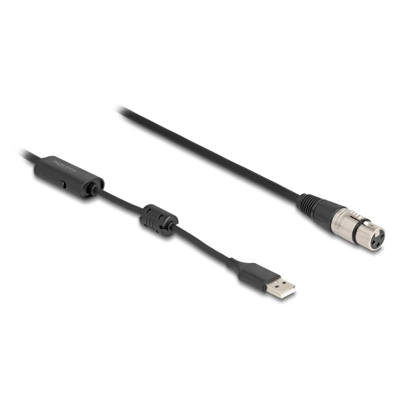 DeLOCK High-Res Audio Converter Cable XLR 3 pin to USB Type-A analogue to digital 3 m