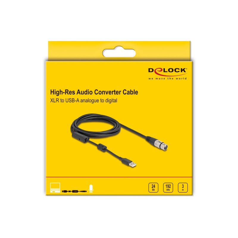 DeLOCK Câble Audio Converter High-Res XLR 3 broches à USB Type-A analogique à numérique, 3 m