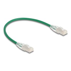DeLOCK Câble de réseau RJ45 Cat.6A mâle à mâle avec loquet incurvé U/FTP Slim, 0,3 m, vert