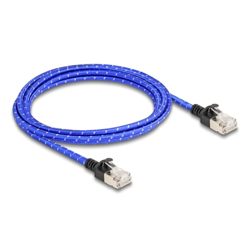DeLOCK RJ45 Network Cable with braided coating Cat.6A U/FTP Slim 2 m blue