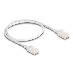 DeLOCK RJ45 Network Cable Cat.6A plug to plug with robust latch for industrial use U/UTP Slim 0.5 m white