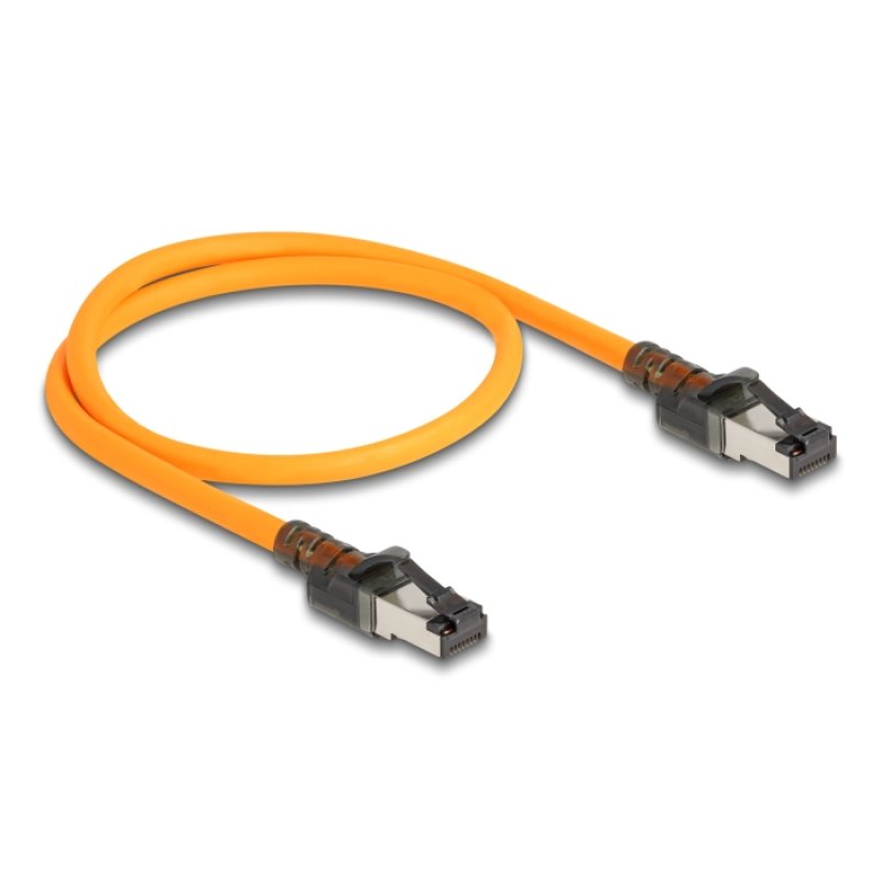 DeLOCK RJ45 Network Cable with USB Type-C port finder function Self Tracing Cat.6A S/FTP 1 m orange