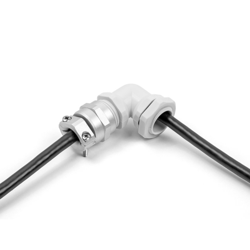 DeLOCK Presse-étoupe PG21 angulé 90° avec décharge de traction et protection de torsion, gris