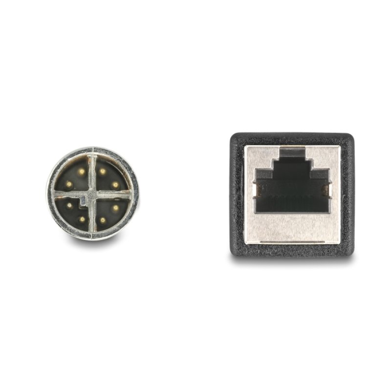 DeLOCK Câble M12 codée X à 8 broches mâle à RJ45 femelle, PVC, 0,5 m
