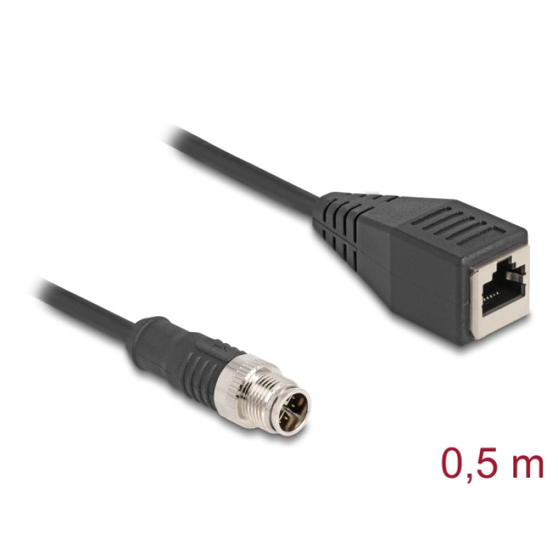 DeLOCK Câble M12 codée X à 8 broches mâle à RJ45 femelle, PVC, 0,5 m