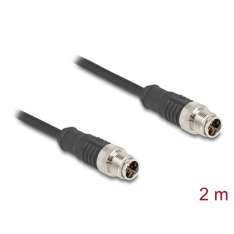 Delock M12 Kabel X-kodiert 8 Pin Stecker zu Stecker PVC 2 m