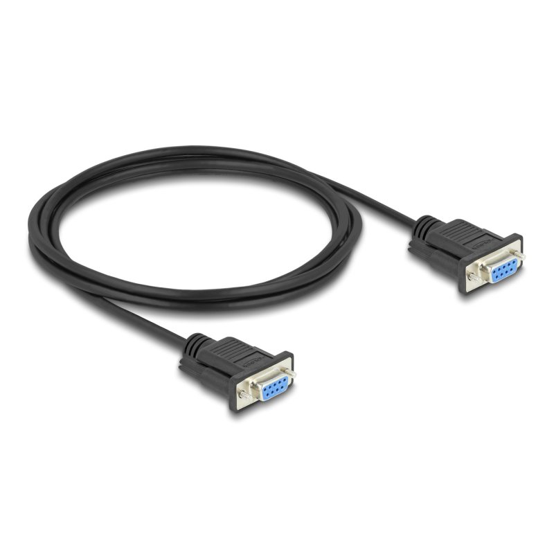 Delock RS-232 Kabel Seriell D-Sub9 Buchse zu Buchse mit schmalem Steckergehäuse 2 m
