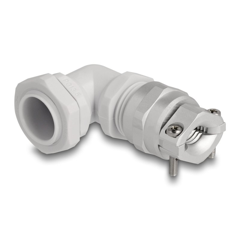 DeLOCK Presse-étoupe PG13,5 angulé 90° avec décharge de traction et protection de torsion, gris
