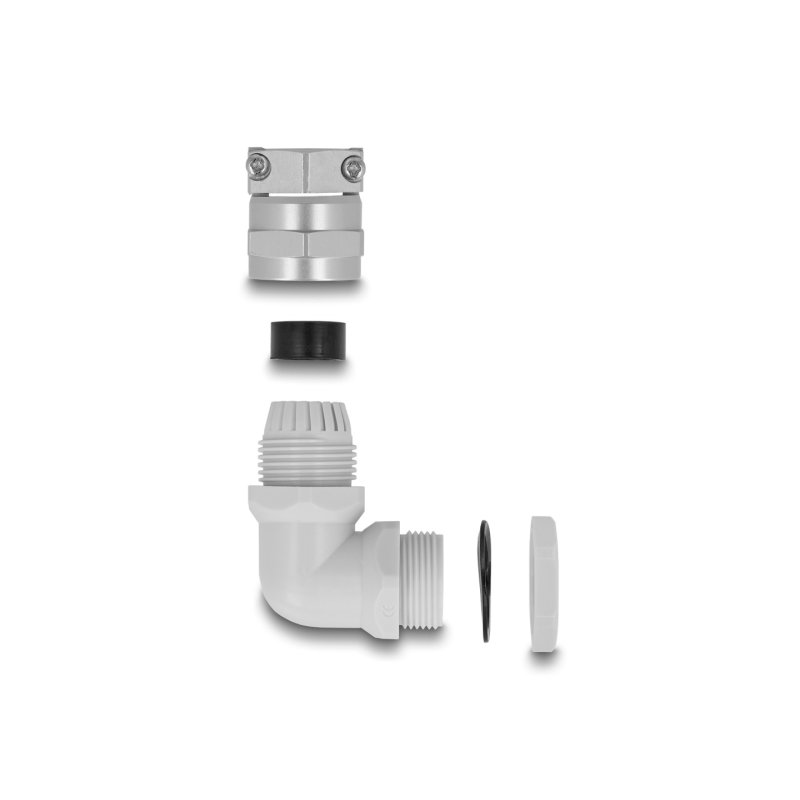 DeLOCK Cable Gland with strain relief and bending protection 90° angled PG13,5 grey