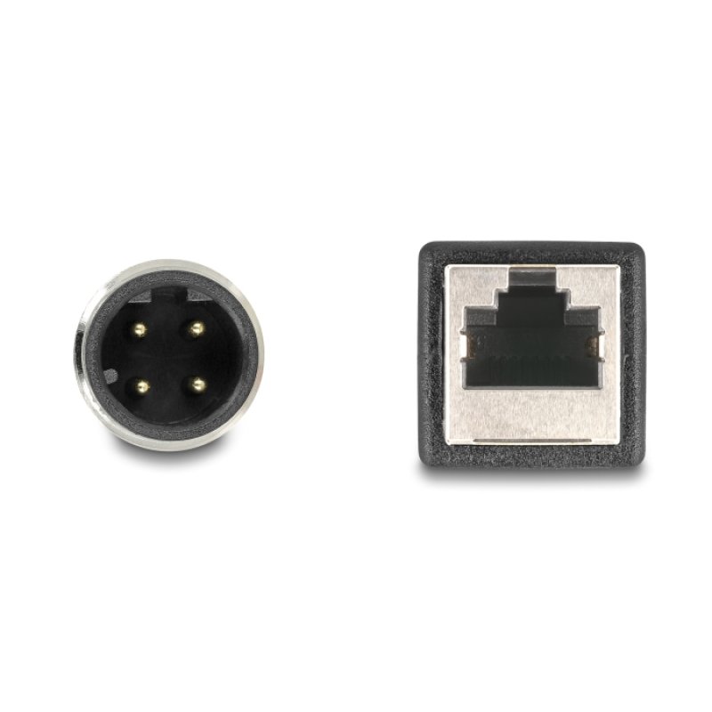 DeLOCK Câble M12 codée D à 4 broches mâle à RJ45 femelle, PVC, 0,5 m