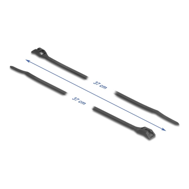 Delock Kabelbinder mit flachem Kopf L 370 x B 7,6 mm 100 Stück schwarz