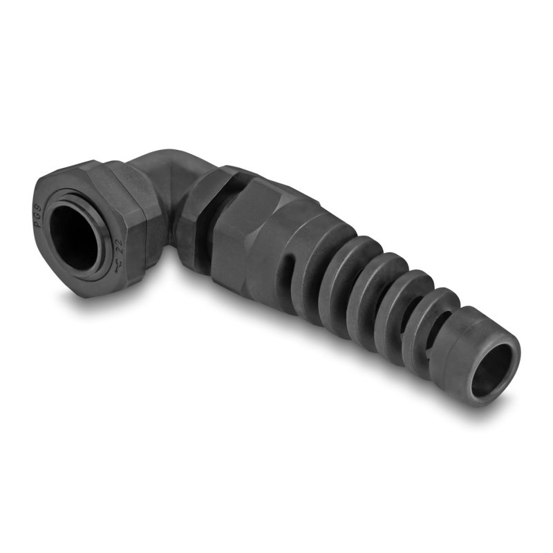 Delock Kabelverschraubung mit Zugentlastung 90° gewinkelt PG9 schwarz
