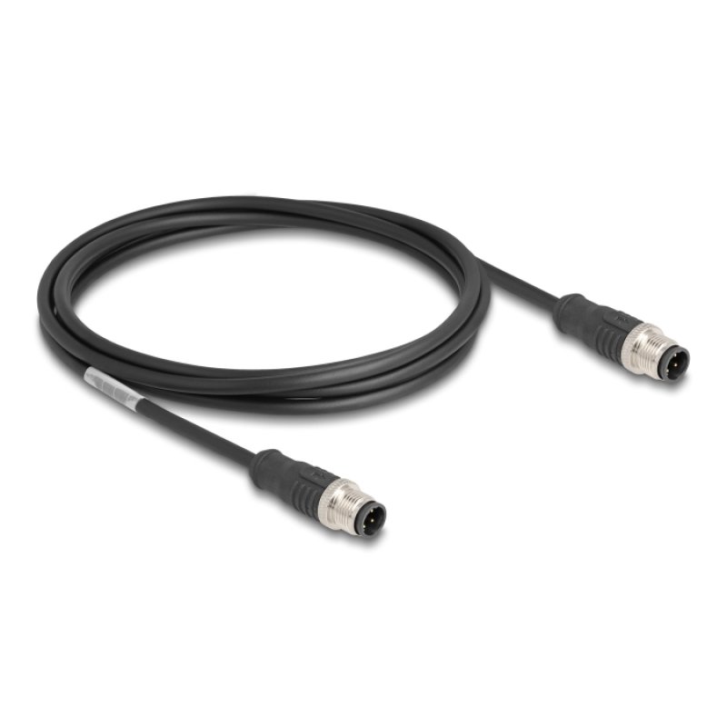 DeLOCK M12 Cable D-coded 4 pin male to male PVC 2 m