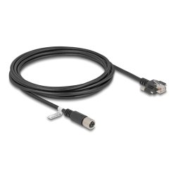 DeLOCK Câble M12 codé-X, 8 broches femelle vers RJ45 mâle avec vis Cat.6A S/FTP, 3 m, noir