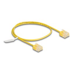 DeLOCK Câble de réseau RJ45 Cat.6 UTP Ultra Slim, 0,5 m, jaune, avec fiches courtes