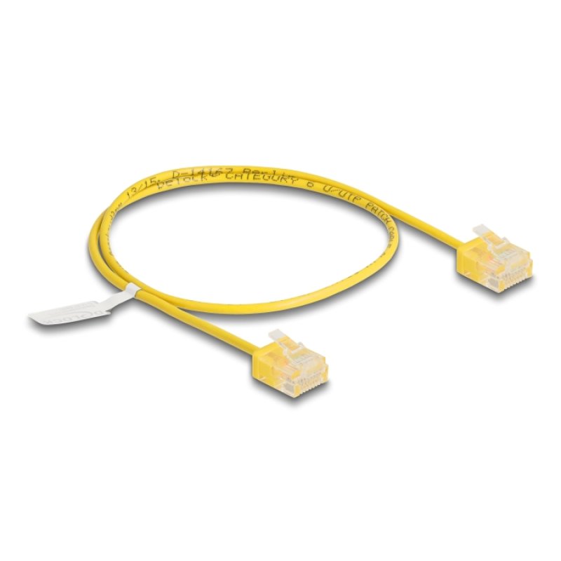 Delock RJ45 Netzwerkkabel Cat.6 UTP Ultra Slim 0,5 m gelb mit kurzen Steckern