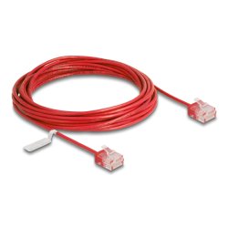DeLOCK Câble de réseau RJ45 Cat.6 UTP Ultra Slim, 5 m, rouge, avec fiches courtes