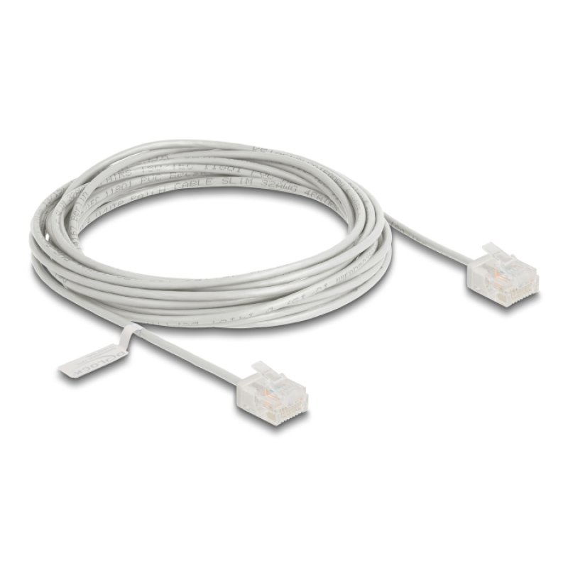 DeLOCK Câble de réseau RJ45 Cat.6 UTP Ultra Slim, 5 m, gris, avec fiches courtes