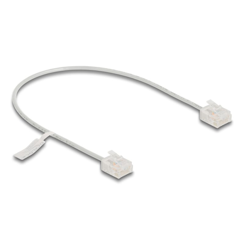 DeLOCK Câble de réseau RJ45 Cat.6 UTP Ultra Slim, 0,3 m, gris, avec fiches courtes