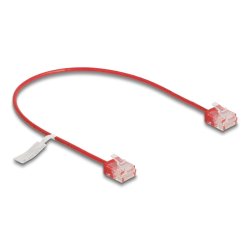 DeLOCK Câble de réseau RJ45 Cat.6 UTP Ultra Slim, 0,3 m, rouge, avec fiches courtes