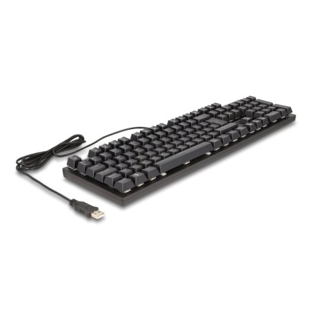 DeLOCK Clavier de jeu USB mécanique à fil de 1,6 m, noir, avec éclairage RGB
