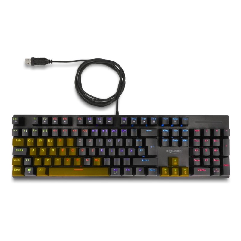 DeLOCK 12115 keyboard Gaming USB QWERTZ German Black