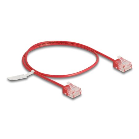DeLOCK RJ45 Network Cable Cat.6 UTP Ultra Slim 0.5 m red with short plugs