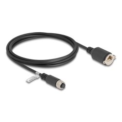 DeLOCK Câble M12 codé-A, 8 broches femelles vers RJ45 femelle pour installation Cat.5e FTP, 2 m, noir
