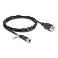 DeLOCK Câble M12 codé-X, 8 broches femelles vers RJ45 femelle pour installation Cat.6A S/FTP, 2 m, noir