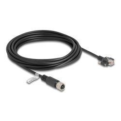 DeLOCK Câble M12 codé-D, 4 broches femelle vers RJ45 mâle avec vis Cat.5e FTP, 5 m, noir