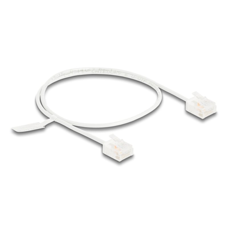 DeLOCK RJ45 Network Cable Cat.6 UTP Ultra Slim 0.5 m white with short plugs