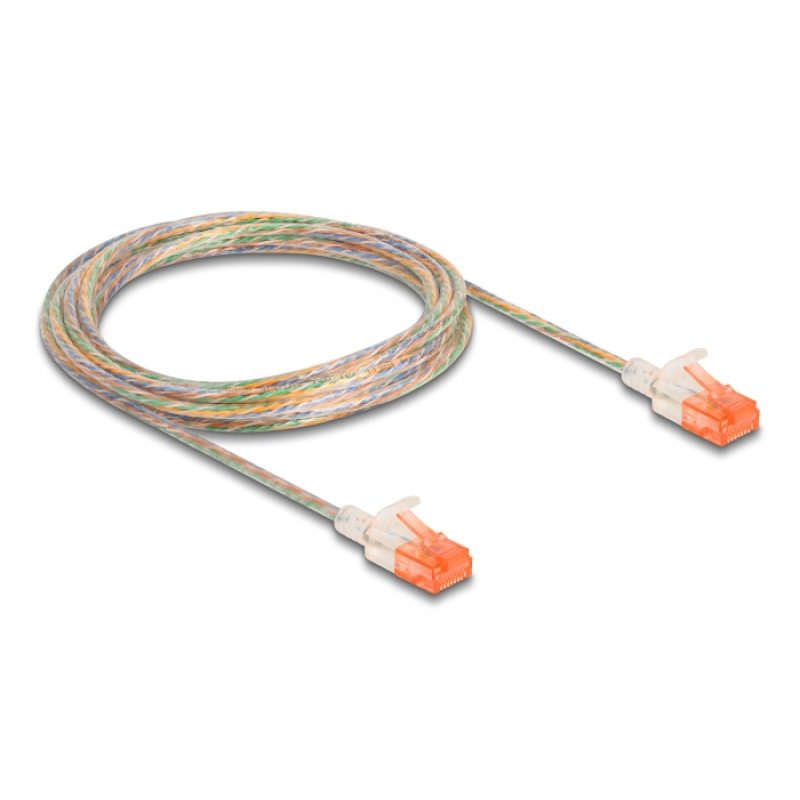 DeLOCK Câble RJ45 de réseau Cat.6A U/UTP mince, 3 m, transparent