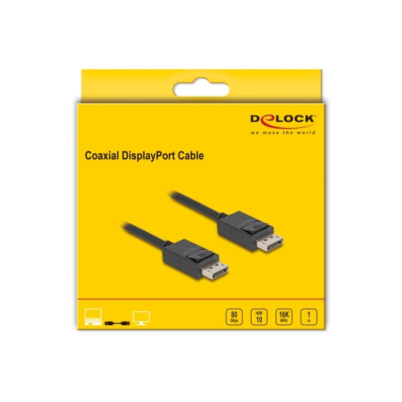 DeLOCK Câble coaxial DisplayPort 16K 60 Hz 80 Gbps 1 m