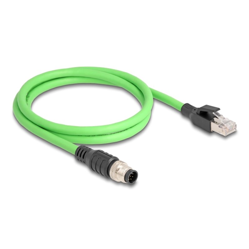 DeLOCK M12 Cable A-coded 8 pin male to RJ45 male PUR (TPU) 1 m