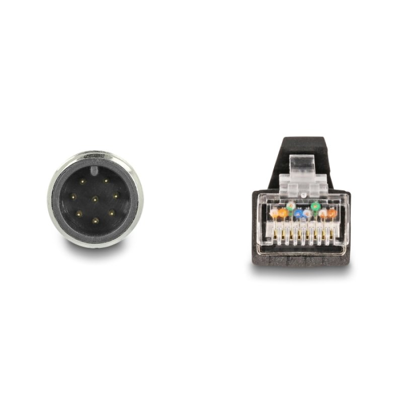 DeLOCK Câble M12 codée A à 8 broches mâle à RJ45 mâle, PUR (TPU), 1 m