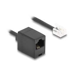 Delock Telefonkabel / Spiralkabel RJ11 Stecker zu RJ45 Buchse schwarz 1 m