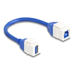 Delock Keystone Modul Kabel USB 5 Gbps Typ-A Buchse zu USB Typ-B Buchse 20 cm blau