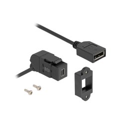 Delock Keystone Modul Mini DisplayPort Einbaubuchse zu DisplayPort Buchse 45° gewinkelt mit 30 cm Kabel 8K 30 Hz