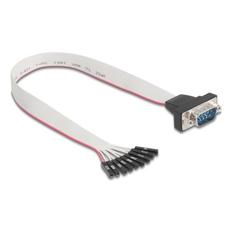 Delock Flachbandkabel RS-232 mit 9 x Pfostenbuchse zu D-Sub 9 Pin Stecker mit Muttern 30 cm