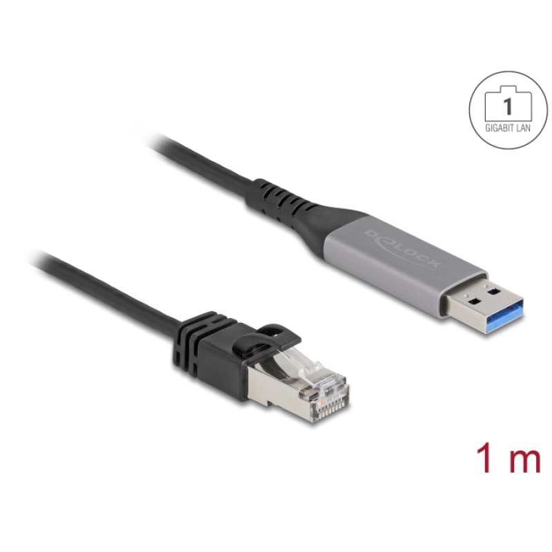 DeLOCK USB LAN Cable USB Type-A to RJ45 Gigabit Ethernet 1 m