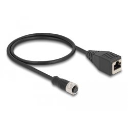 DeLOCK M12 Câble adaptateur D codé, 4 broches femelles à RJ45 femelle, 50 cm