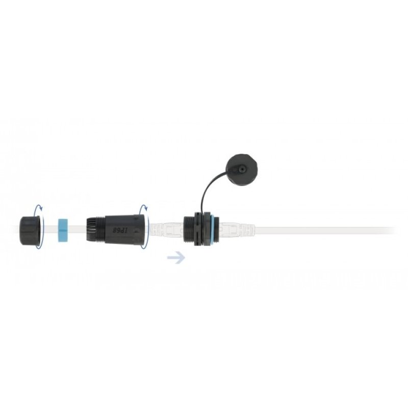 Delock Kabelverbinder RJ45 Buchse zu RJ45 Buchse Cat.6A mit Gehäuse und Verschlusskappe wasserfest