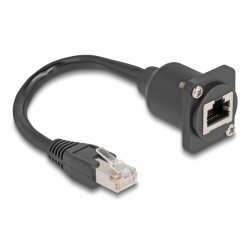 Delock D-Typ RJ45 Kabel Stecker zu Buchse Cat.5e schwarz 20 cm