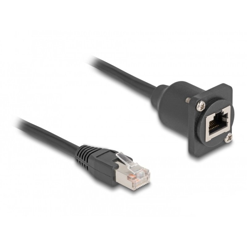 DeLOCK Câble D-Type RJ45 mâle à femelle, Cat.5e, noir, 20 cm