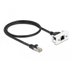Delock Netzwerk Verlängerungskabel für Easy 45 Modul S/FTP RJ45 Stecker zu RJ45 Buchse Cat.6A 50 cm schwarz / weiß